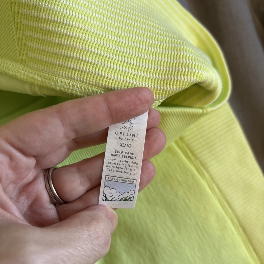 NWT OFFLINE Aerie NEON GREEN High Waisted 7/8 Leggings‎ Athleisure Size XL - Picture 7 of 8